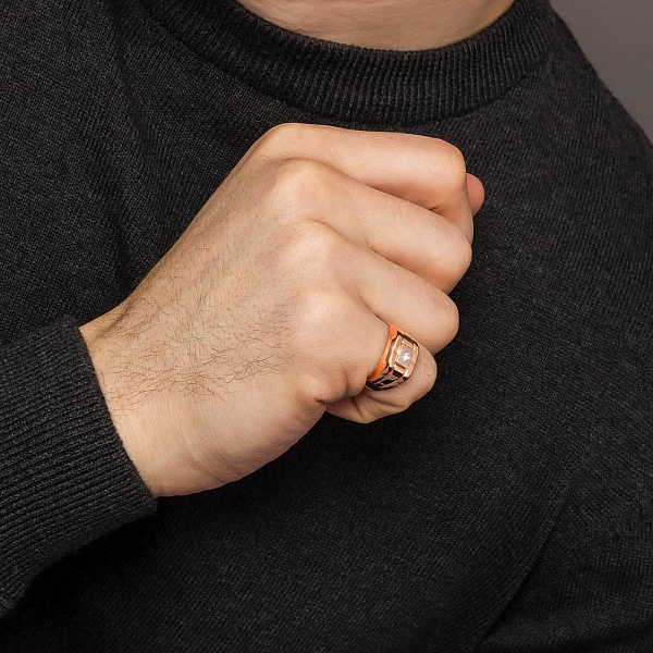 Золотая печатка с фианитом (арт. 180556кб) – изображение 2