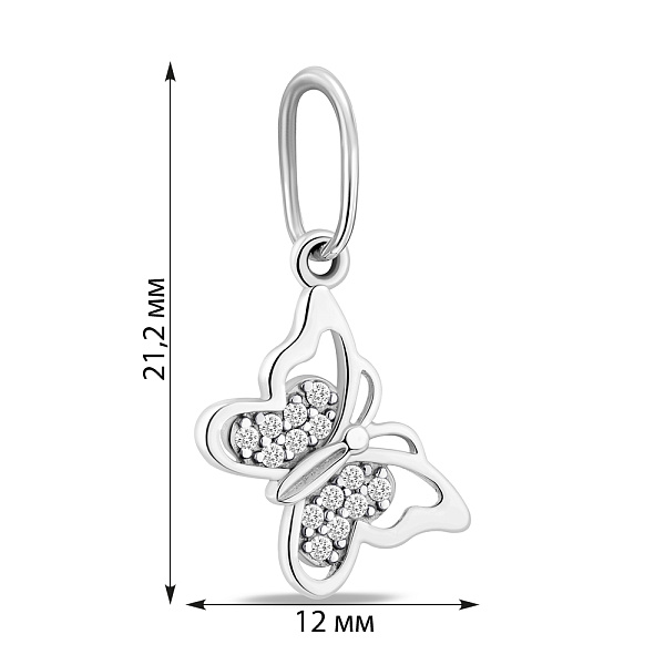 Подвеска из белого золота Бабочка с фианитами (арт. 440461б) – изображение 2