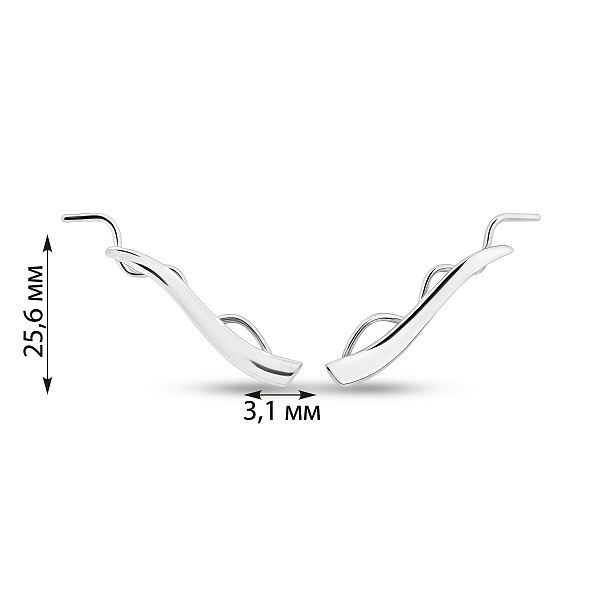 Золотые серьги клаймберы без камней (арт. 110450б) – изображение 2
