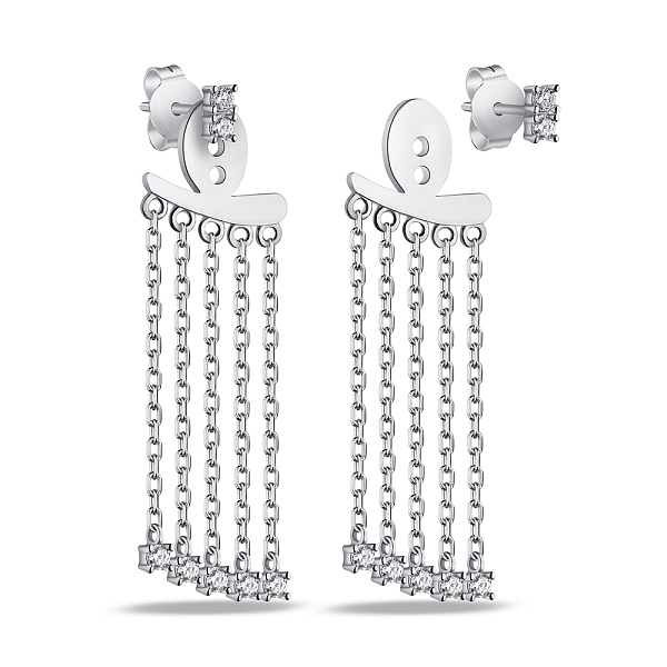 Серьги-трансформеры из серебра с фианитами (арт. 7518/7068) – изображение 1