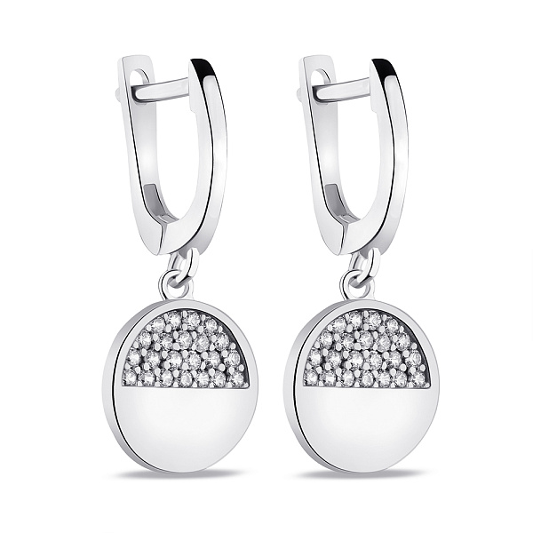 Серебряные серьги-подвески с фианитами (арт. 7502/9113) – изображение 1