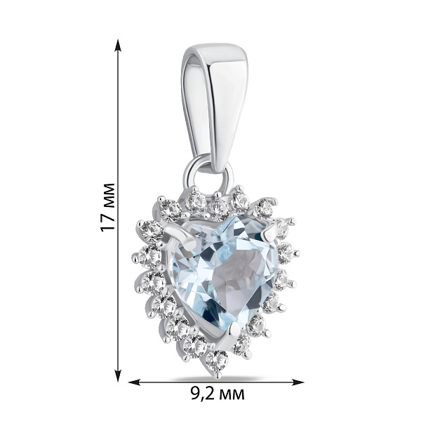 Срібний підвіс Серце з топазом (арт. 7503/2188476Пг) – зображення 2