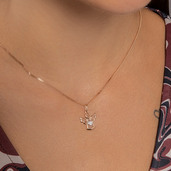 Золотая подвеска «Ангел» с фианитами (арт. 440498) – изображение 2