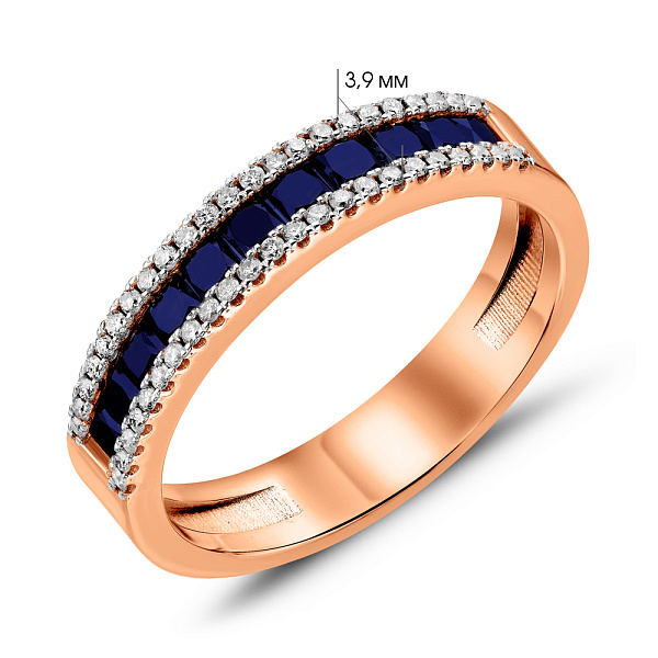 Золотое кольцо с сапфирами и бриллиантами (арт. 1190166201с) – изображение 2