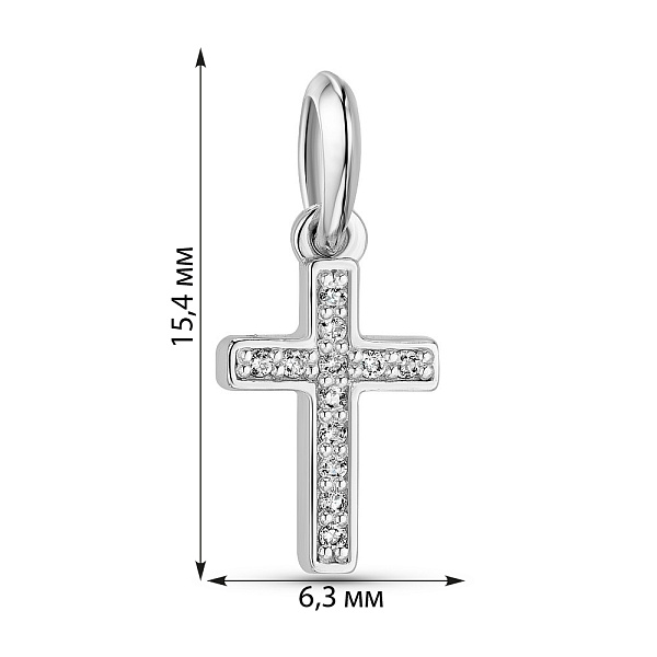 Хрестик з білого золота з діамантами (арт. 3102088202) – зображення 2