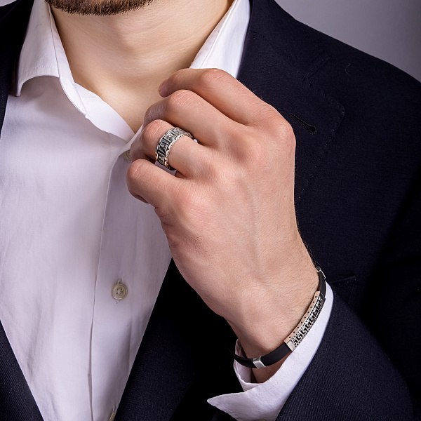 Срібна каблучка Спаси і збережи (арт. 7901/2111) – зображення 4