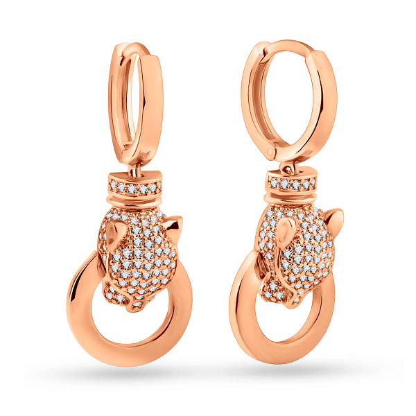 Серьги из красного золота с фианитами (арт. 100375з) – изображение 1