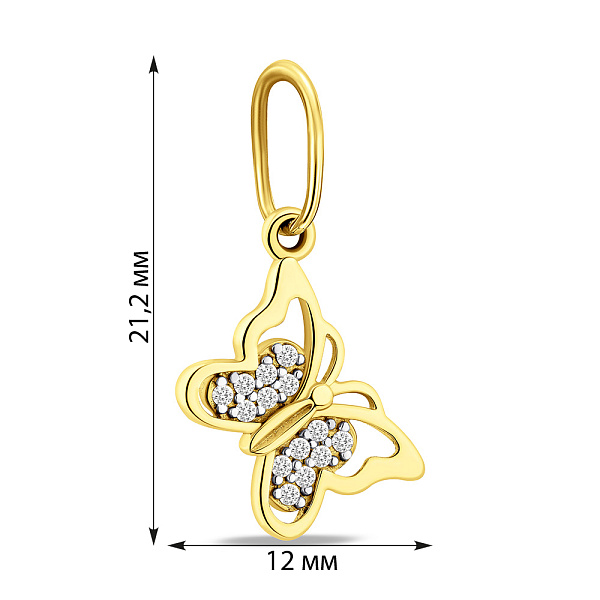 Подвеска из желтого золота Бабочка с фианитами (арт. 440461ж) – изображение 2