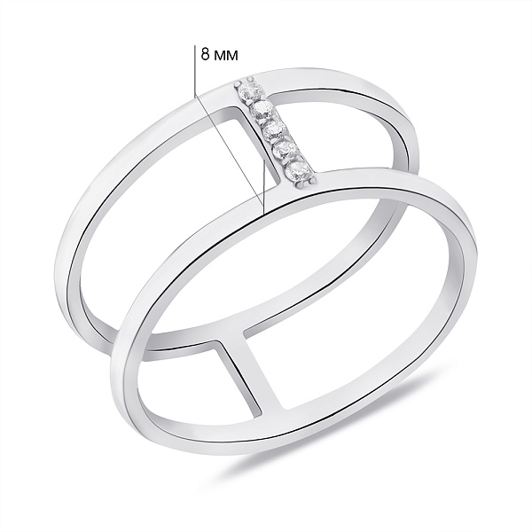 Подвійна каблучка Trendy Style зі срібла з фіанітами (арт. 7501/901-01008) – зображення 2