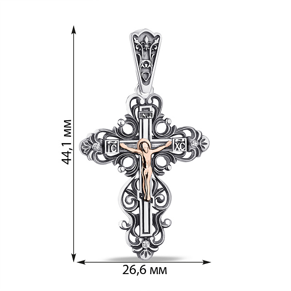 Православный серебряный крестик с золотой накладкой (арт. 7204/А015пю) – изображение 2