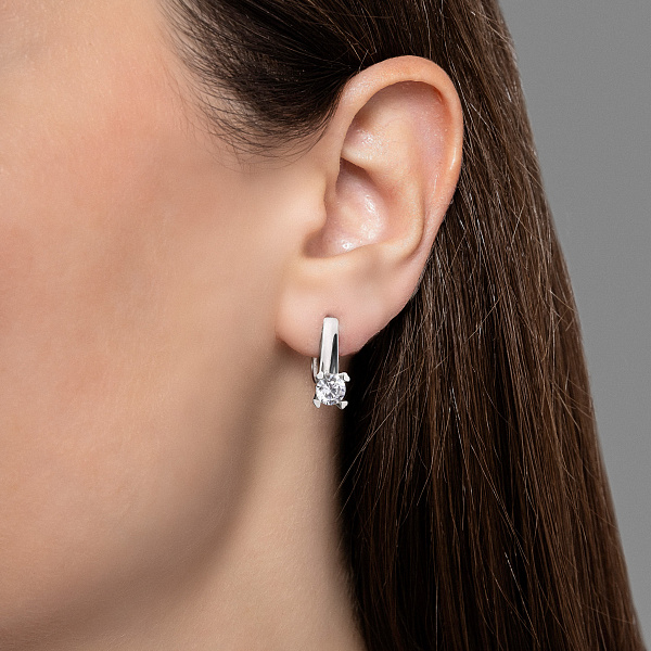 Серьги из белого золота с фианитами (арт. 116500б) – изображение 2