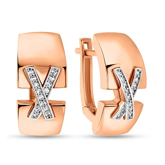 Сережки з червоного золота з фіанітами (арт. 105181)