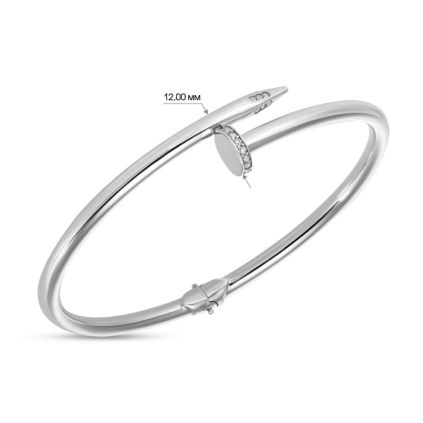 Браслет «Гвоздь» из белого золота с фианитами (арт. 324860б) – изображение 3