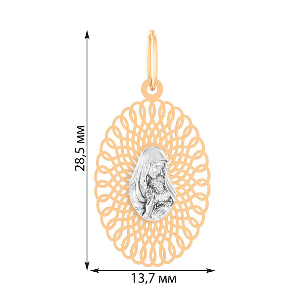 Золота ладанка в червоному і білому кольорі металу (арт. 440864кб) – зображення 2