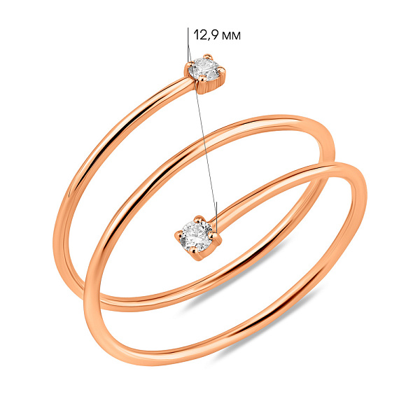 Каблучка з червоного золота з діамантами (арт. К011325005) – зображення 4