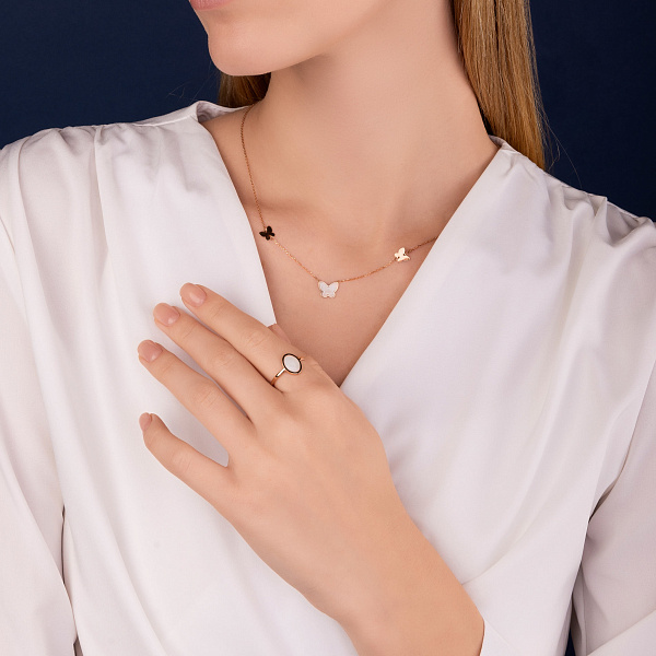 Кольцо из красного золота Лýна с эмалью (арт. 141218еп) – изображение 4