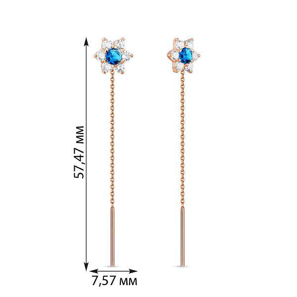 Золоті сережки ланцюжки «Квіти» для дітей (арт. 110836г) – зображення 4