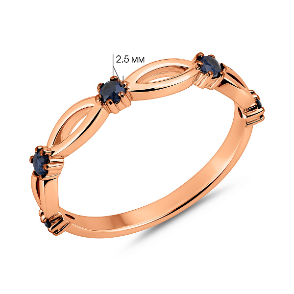 Каблучка з червоного золота з сапфірами (арт. 141289Пс) – зображення 2