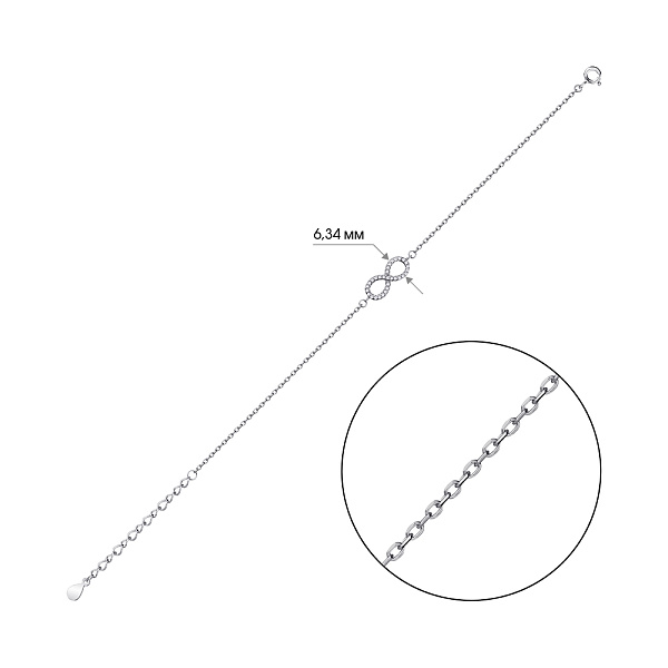 Браслет из серебра "Бесконечность" с фианитами (арт. 7509/2197) – изображение 2