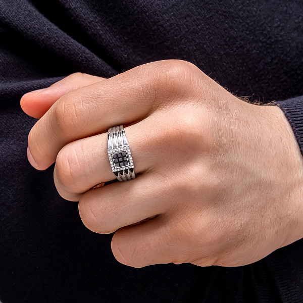 Золотая печатка с бриллиантами (арт. К341521070бч) – изображение 2