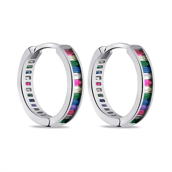 Серебряные серьги-кольца с альпинитами (арт. 7502/9299/15ацв) – изображение 1