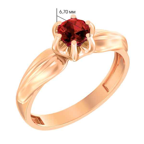 Каблучка з червоного золота з гранатом (арт. 142400Пк) – зображення 5