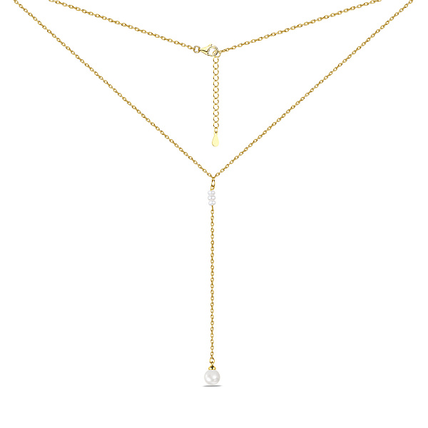 Серебряное колье с жемчугом и желтым родированием (арт. 7507/1766жжб) – изображение 2