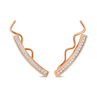 Фото Золоті сережки-клаймбери з фіанітами (арт. 110447)