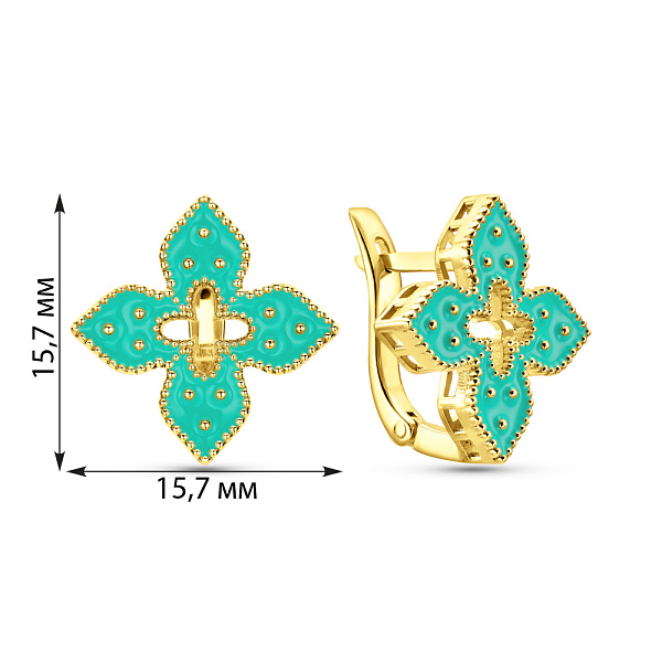 Сережки з жовтого золота з емаллю (арт. 1091580/15жебрз) – зображення 2