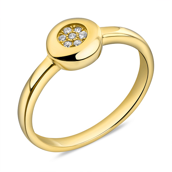 Серебряное кольцо с желтым родированием и фианитами (арт. 7501/6892ж) – изображение 1