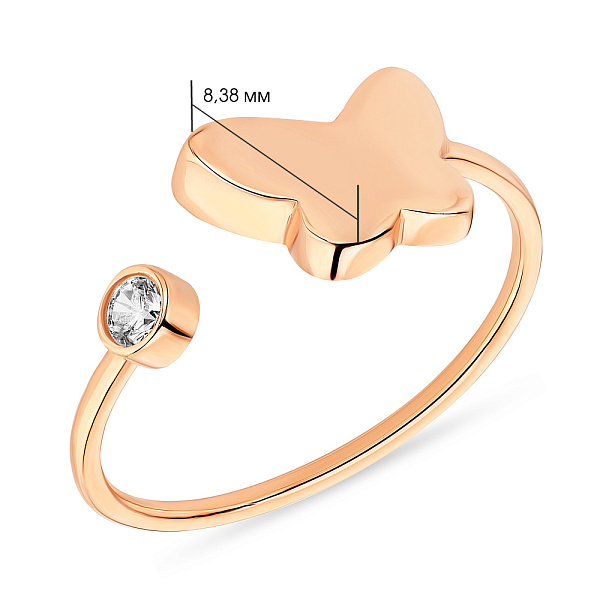 Золотое кольцо «Бабочка»  с фианитом (арт. 155148) – изображение 2