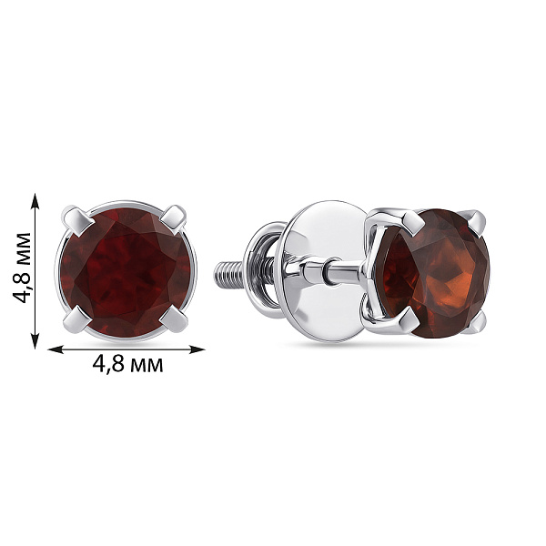 Серебряные пусеты с гранатом (арт. 7518/1764244Г) – изображение 2