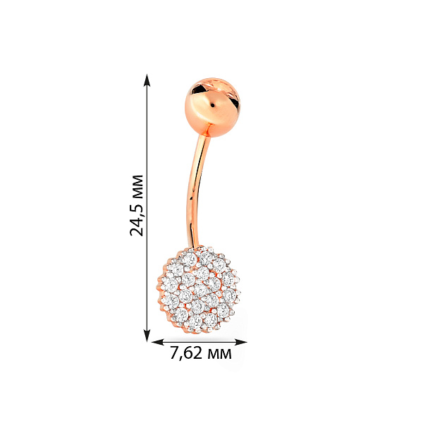 Золота сережка-пірсинг з фіанітами (арт. 360016) – зображення 2