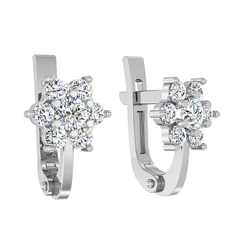 Фото Детские золотые серьги «Цветочки»  с фианитами (арт. 110154б)