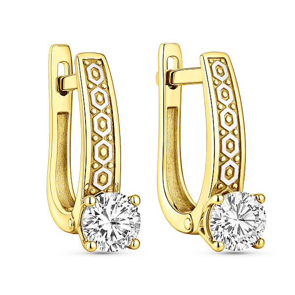 Сережки из желтого золота с фианитом (арт. 116200ж) – изображение 1