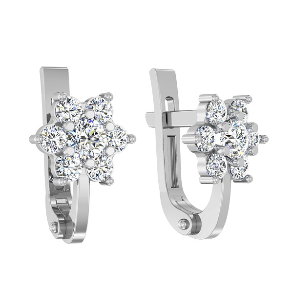 Детские золотые серьги «Цветочки»  с фианитами (арт. 110154б) – изображение 1