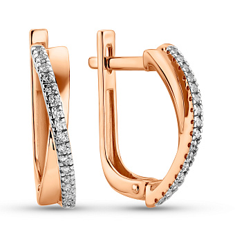 Фото Золотые серьги с дорожкой из бриллиантов (арт. С011055015)