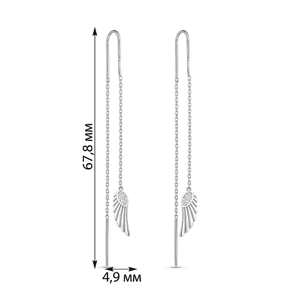 Сережки-протяжки из белого золота (арт. 1101052б) – изображение 2