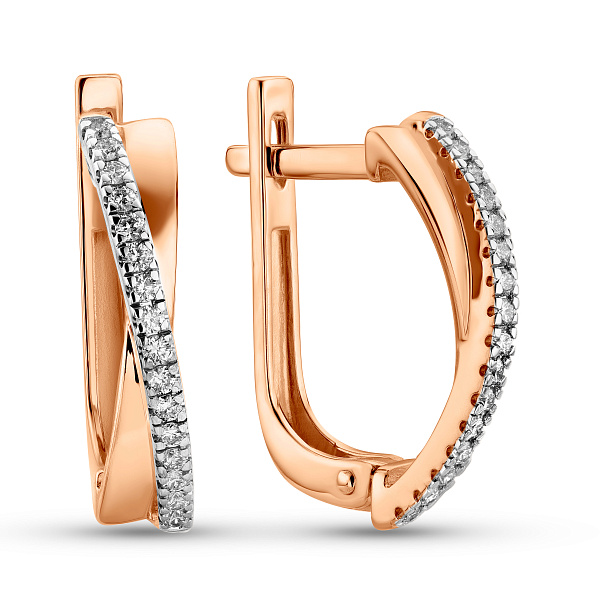 Золотые серьги с дорожкой из бриллиантов (арт. С011055015) – изображение 1