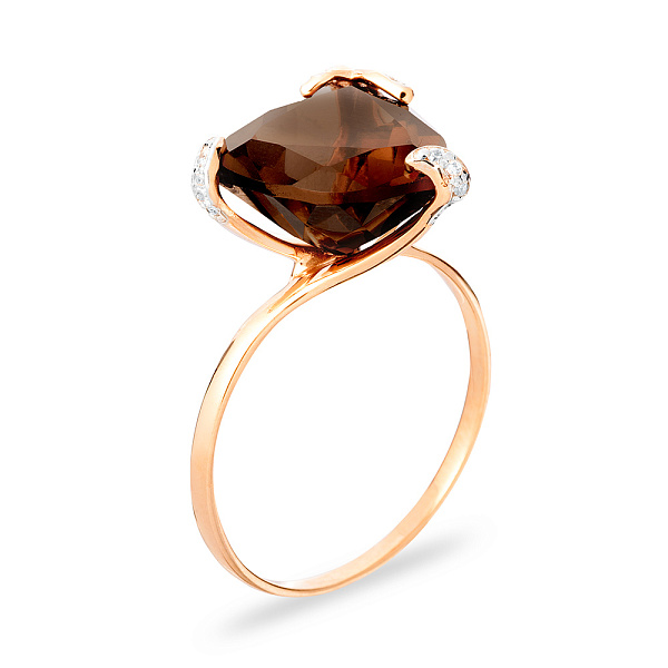 Золотое кольцо с кварцем и фианитами (арт. 140671Пкр) – изображение 1