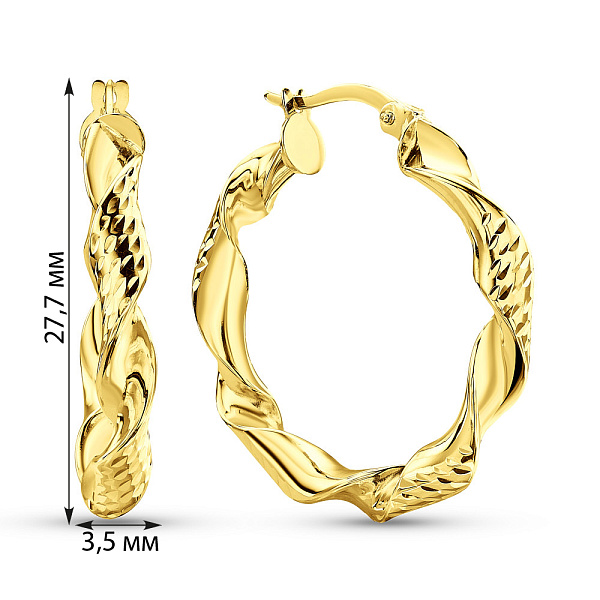 Сережки-кільця з жовтого золота  (арт. 1091153/25ж) – зображення 2