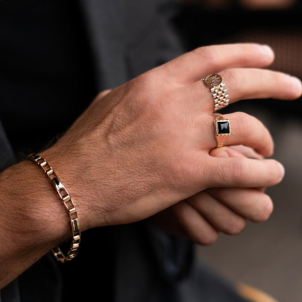 Золота печатка з оніксом (арт. 180568о) – зображення 5