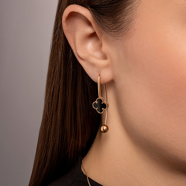 Золотые серьги с ониксом (арт. 1101200/10о) – изображение 3