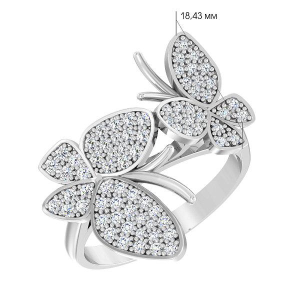 Золотое кольцо «Бабочки» с фианитами (арт. 140464б) – изображение 2