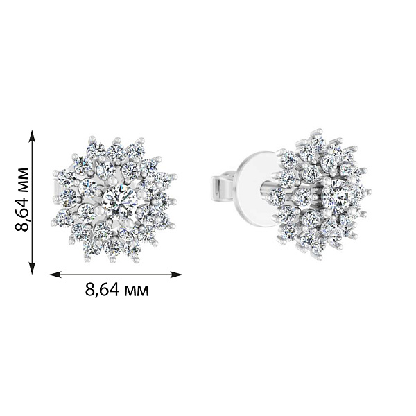 Серьги-пусеты из золота с россыпью бриллиантов (арт. Т011222050б) – изображение 2