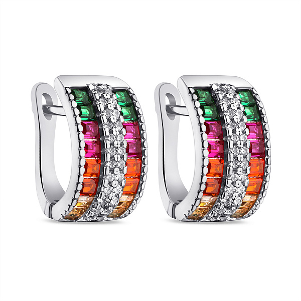 Серебряные серьги с альпинитами и фианитами (арт. 7502/9456ацв) – изображение 1