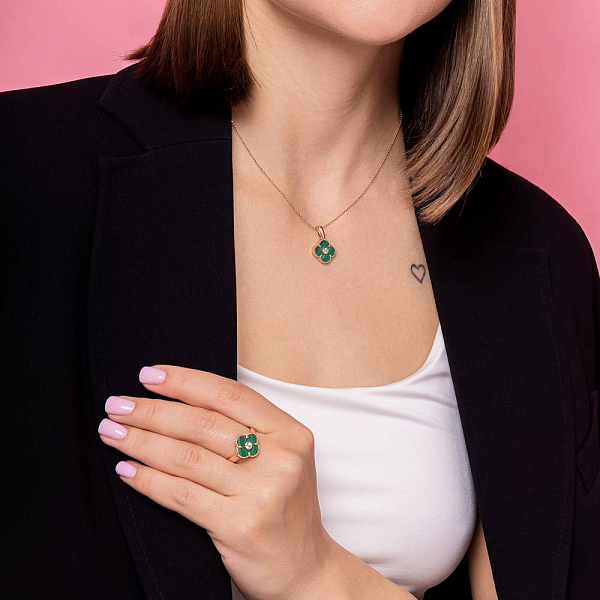 Кольцо из красного золота с малахитом (арт. 156306/15млх) – изображение 5