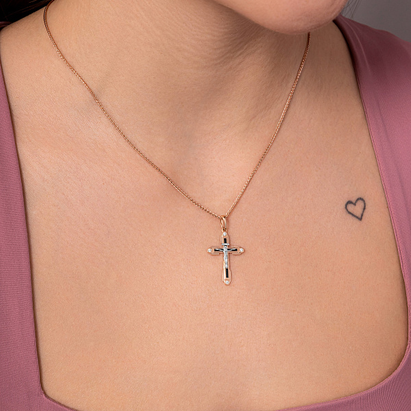 Золотой крестик с распятием и фианитами (арт. 501749еч) – изображение 2