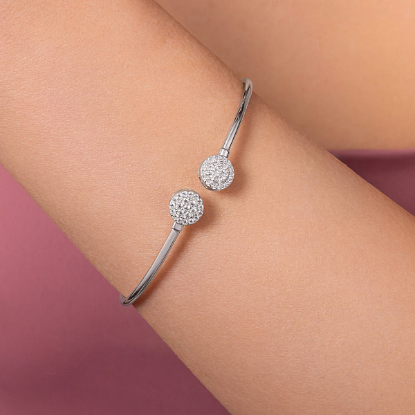 Серебряный жесткий браслет с фианитами (арт. 7509/5260) – изображение 2