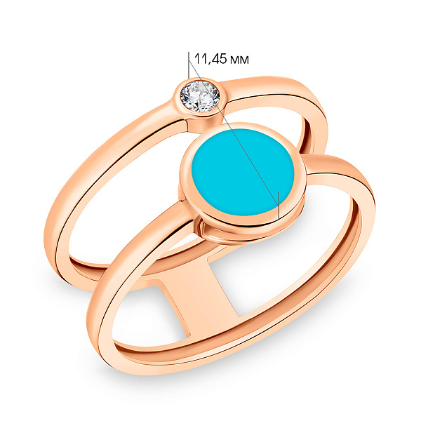 Золотое кольцо Лýна с эмалью и фианитом (арт. 141067ет) – изображение 2